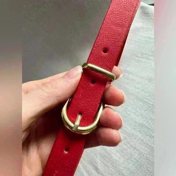 Women’s Red Gold Minimalist Classic Everyday Casual Statement Accessory Belt - Picture 6 of 7